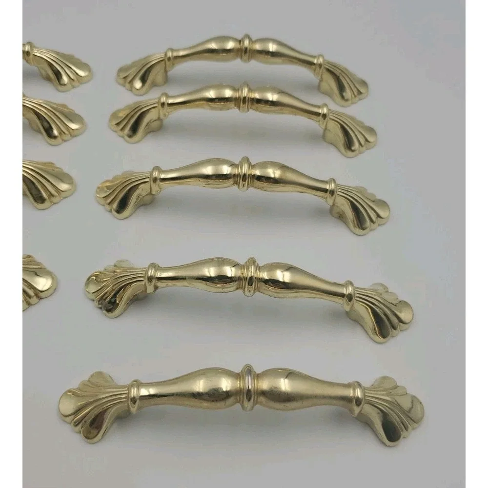 17‎ Vtg French Provincial Gold Brass Drawer Pulls Dresser Cabinet Handles 3